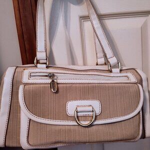 Cream and Tan Colored Shoulder Strap Handbag